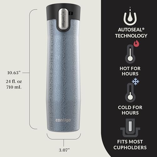 Image of Contigo AUTOSEAL West Loop Vacuum-Insulated Stainless Steel Travel Mug with Easy-Clean Lid, 24 oz, Crystal Lakeside