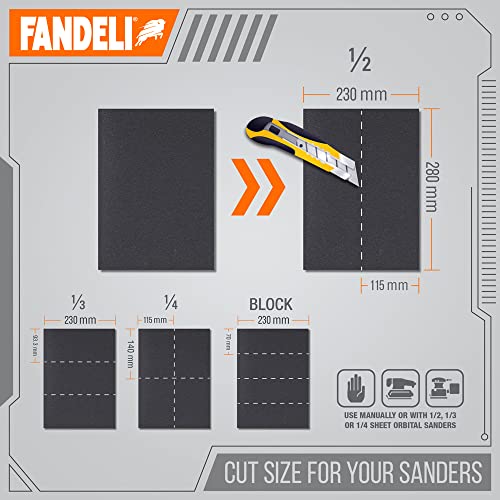 Fandeli | Waterproof Sandpaper | for Car Polishing, Wooden Furniture Sanding and Metal Sanding | Water Resistant (Assorted Grits (220, 320, 400)