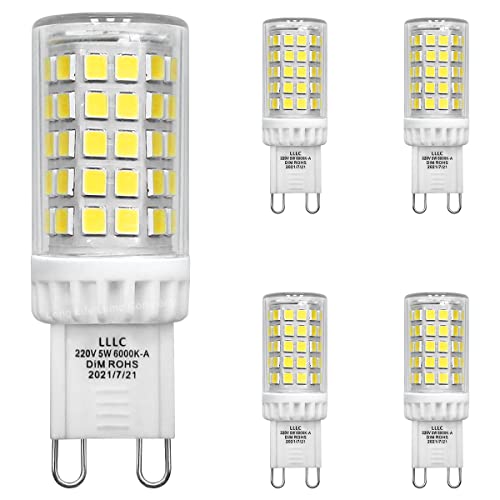 Long Life Lamp Company 5 x 5w Dimmable G9 LED Bulb Cool White Replacement for Halogen Light Capsule 6500k 240v