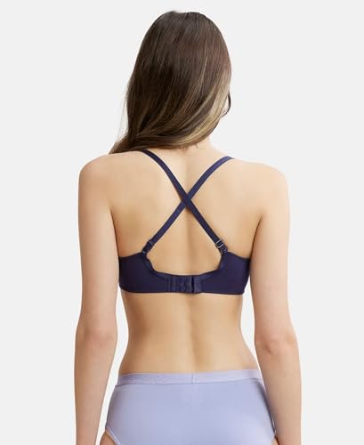 Image of Jockey FE23 Women Wirefree Padded Super Combed Cotton Elastane Stretch Medium Coverage T-Shirt Bra with Detachable Straps