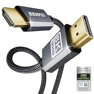 BENFEI Cable HDMI a HDMI 2.1, Certificado, 48 Gbps, 4K@120Hz 8K@60Hz, carcasa de aluminio, nailon tressé, compatible con Mac PC TV PS5 Xbox, 1,8M