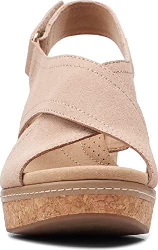 Clarks Women's Giselle Cove Wedge Sandal, Sand Leather, 7.5 | Image 1