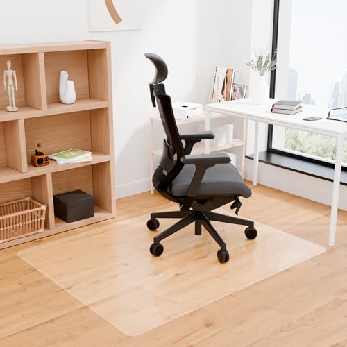 100pointONE Office Chair Mat for Hardwood Floors, Easy Glide Office Mats for Rolling Chairs, Clear Rolling Chair Mat for Hardwood 46\" x 72\"