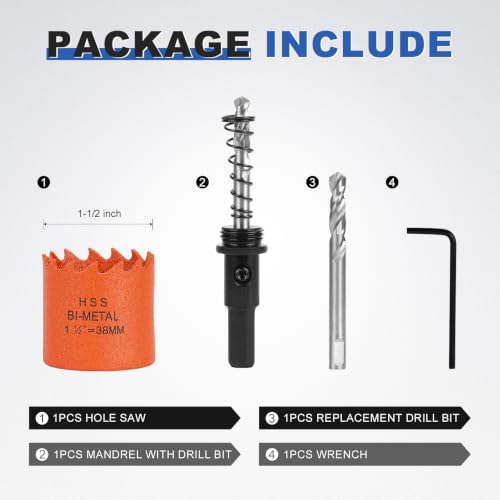 Image of 1-1 /2 Inch Hole Saw 1.5 inch Circle Drill Bit Wood Metal Drywall Plastic Pipe