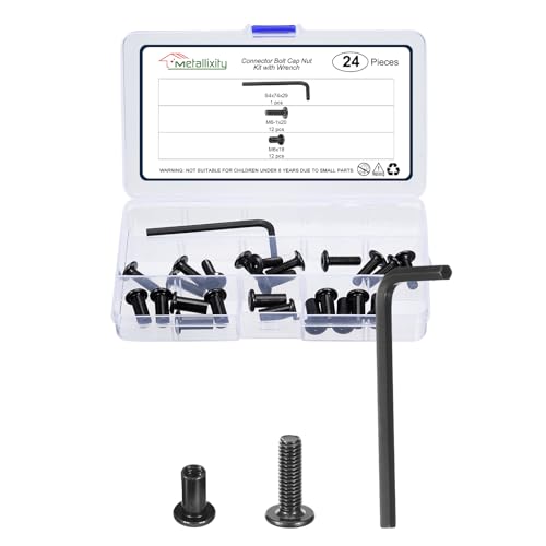 METALLIXITY Furniture Crib Screws Replacement Set with Wrench(M6-1x20mm) 24Pcs, Galvanization