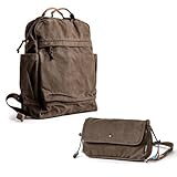 Gootium Canvas Backpack x Crossbody Purse - Casual Vintage Style Cloth Daypack Combo