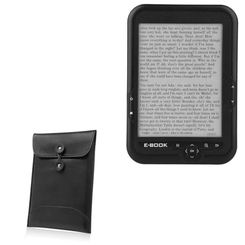 BoxWave Case Compatible with Hakeeta E-Reader (6 in) - Nero Leather Envelope, Leather Wallet Style Flip Cover