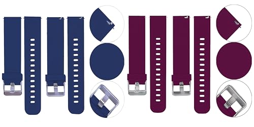 Image of ACM Pack of 2 Watch Strap Silicone Belt 22mm compatible with Beatxp Unbound Neo Smartwatch Casual Classic Band (Blue /Purple)