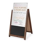 Ilyapa Supporto 2 in 1 con cornice e cavalletto per lavagna, lavagna magnetica su entrambi i lati e supporto per poster, cartello pubblicitario per marciapiede per aziende all'aperto, 71 x 104 cm