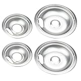 4 Pack Upgraded Chrome Drip Pans Kits Reflector Bowls Compatible for Whirlpool W10196405 W10196406 W10278125(Packed Two 6'and Two 8')