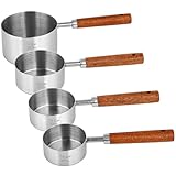 4 Pcs Dog Food Scoop Measuring-Cup, 1 Cup, 1/2 Cup, 1/3 Cup, 1/4 Cup, Stainless Steel Pet Food Scoops, Cat Food Measuring Cup