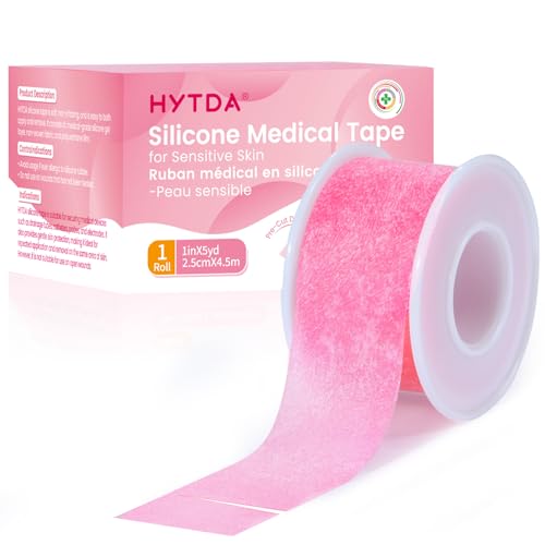 Silicone Medical Tape -1 in 5 yds (1 Rolls) Waterproof Tape for Sensitive Skin Wound Care Latex-Free Painless Removal Reusable for Gauze Pads and First Aid