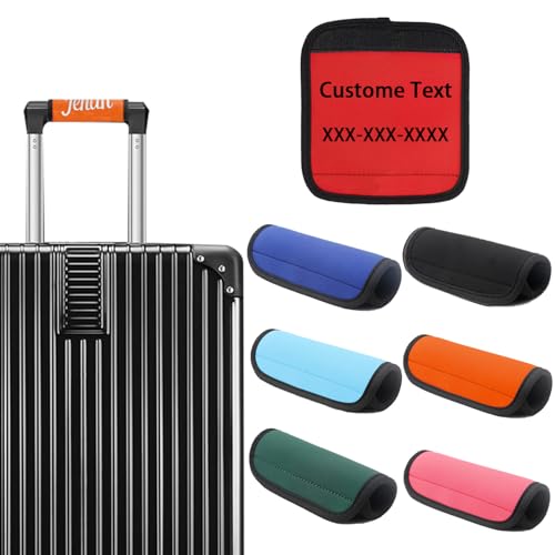 Personalized Luggage Handle Wrap - Custom Embroidery Name Suitcase Handle Wrap | Waterproof, Durable & Machine-Washable Travel Accessories for Cruise, Airplane, Flying Essentials (Bright Red)