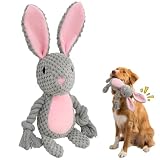 LTHERMELK Indestructible Dog Toy Tough Rabbit Plush with Cotton Rope & Squeaky — product image