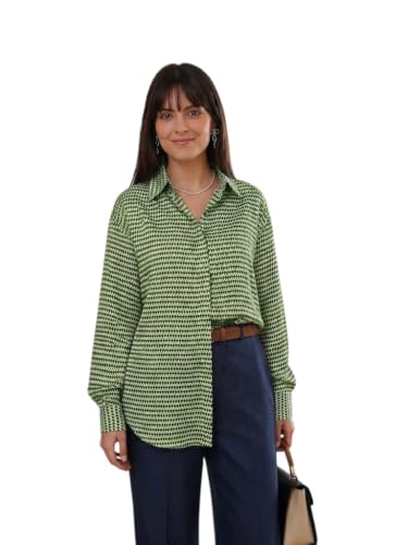 Image of OOMPH! Women's Printed Shirt | Full Sleeves | Collared Neck | Curved Hem | Casual Shirt for Women