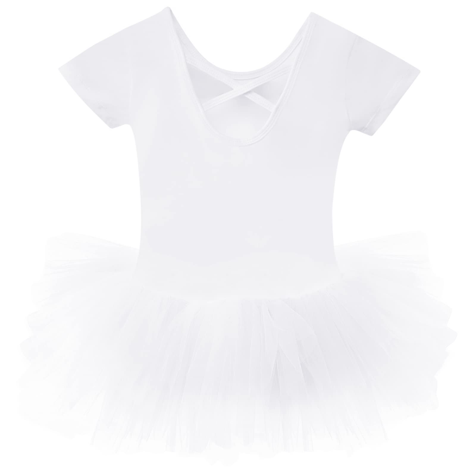 Bezioner Maillot de Danza Tutú Vestido de Ballet Gimnasia Leotardo Algodón Body Clásico Manga Corta Manga Corta para Niña — view 5