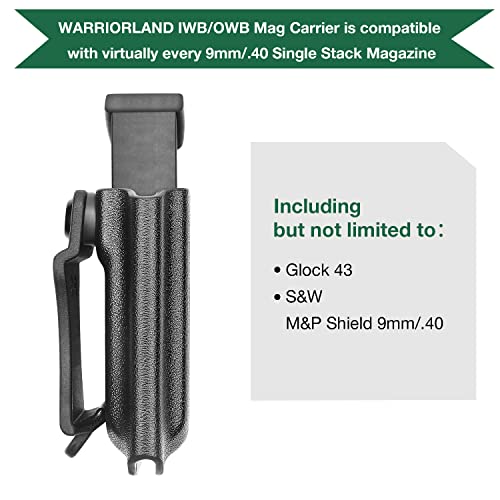 Iwb Kydex Glock 43 / 43X Holster (Not 43X Mos) And Glock 43 Magazine Holster, Inside Waistband Conceal Carry Holster, Adj. Cant & Posi-Click Retention - 9Mm/.40 Singl Stack Magazine Holder #TOP3