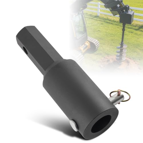 maXpeedingrods Auger Adapter Coupler 2 Female Round to 2 Male Hex Heavy Duty Carbon Steel Bolt Pin Conversion for Skid Steer/Tractor/Digger/Power Head Fully Welded & Machined