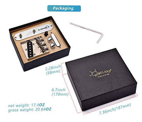 Saddle Bridge Plate Loaded Alnico V Pickups, 3-Way Switch Control Plate With Tone Volume Knobs, Assembled Orange Drop Capacitor/Potentiometer For Fender Telecaster Tl Electric Guitars, Chrome #TOP6