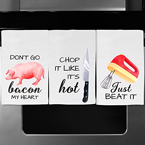 Ciyvolyeen Funny Kitchen Towels With Sayings, Cute Dish Towels Kit, Watercolor Style Hand Towels, Set Of 4, Spring Summer Hostess Kitchen Decor, Novelty Gift For Housewarming Birthday Christmas #TOP1