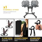 MotionGrey Adjustable Dumbbell Set - 2 Dumbbells 10-90 LB, Dumbbell Stand - Perfect for Home Gym Exercise & Workout Equipment - Free 2 Hand Grips & 2 Jump Ropes Included