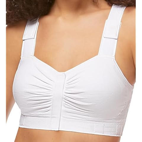 ENVY BODY SHOP Post Surgery Support Compression Bra for Mastectomy, Radiation, Radiotherapy, Recovery with Front Closure (US, Alpha, 2X, Regular, Regular, White) Cover