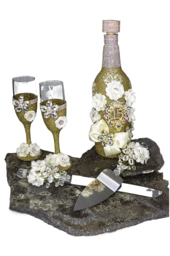 Toasting Set Emerald Green/Gold