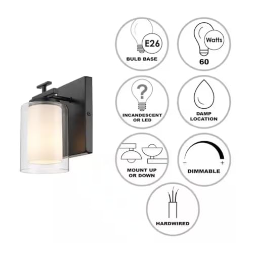 Image of TRANS GLOBE 22481 BN I Lisbon Collection 8 Inch One-Light Wall Sconce /Vanity - in a Brushed Nickel Finish | Metal Housing I Clear & Frosted Shades I Modern Contemporary Fixture |