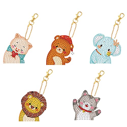 Rolin Roly 猫 ライオン 象 熊 動物 ダイヤモンド 10種類 キーホルダー チャーム ビーズアート 手作りDIY バッグ飾り キーリング ダイヤモンド塗装 ダイヤモンドアート プレゼント 誕生日