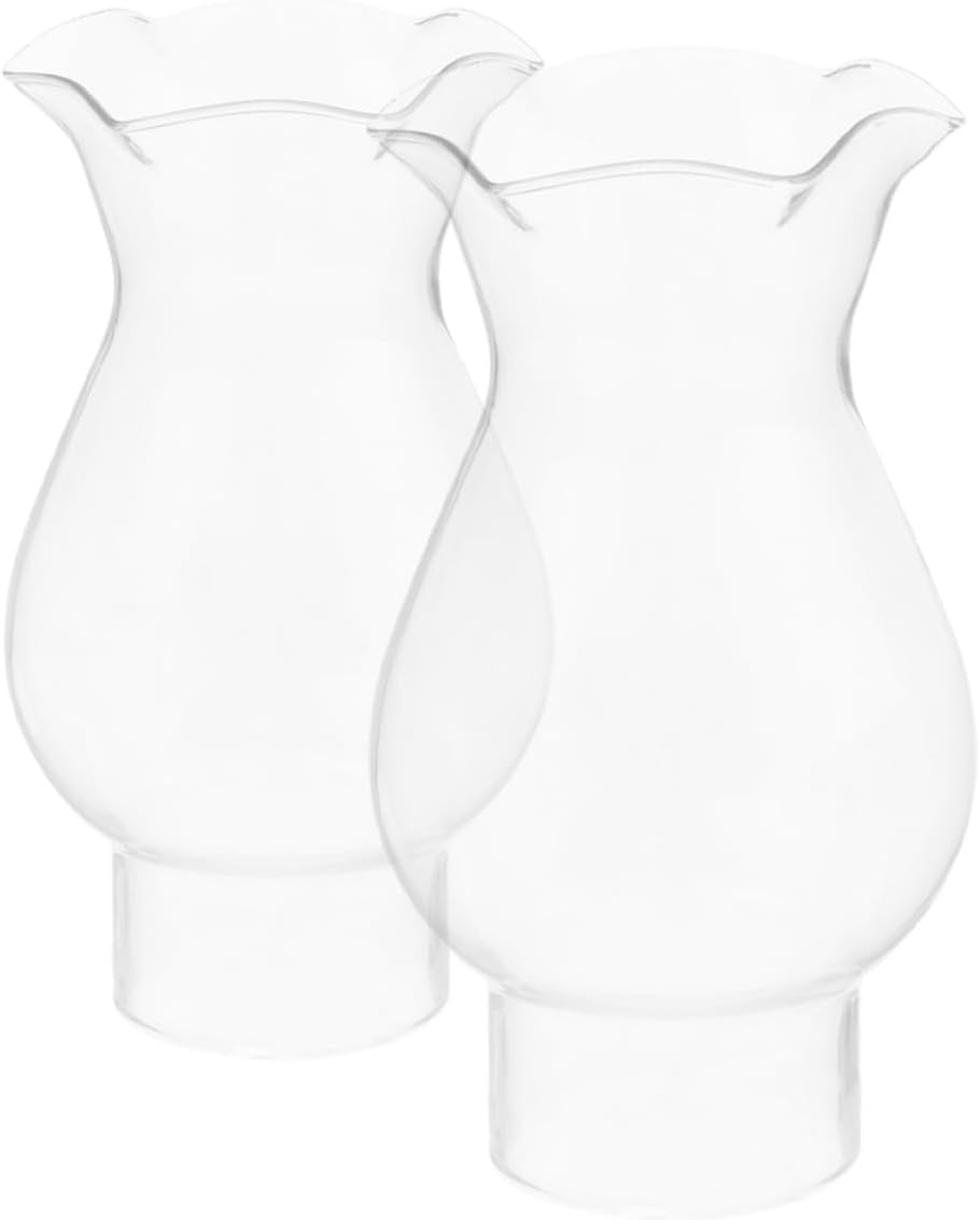 2pcs Kerosene Lamp Chimney Glass Shade 28-hole Crimped Top Vintage Oil Lamp Replacement Globes Indoor Use