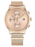 Gehäusedurchmesser: 38 mm,Gehäuse Höhe: 9 mm, Gehäusefarbe: Rosagold und Zifferblattfarbe: roségold