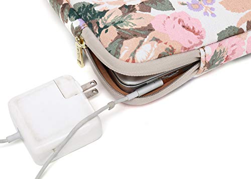 Kayond Canvas Water-Resistant Kayond Nylon Fabric 15.6 Inch Laptop Sleeve Case For 15 Inch 15.4 Inch 15.6 Inch Notebook Computer (15-15.6 Inch, White Camellia) #TOP5