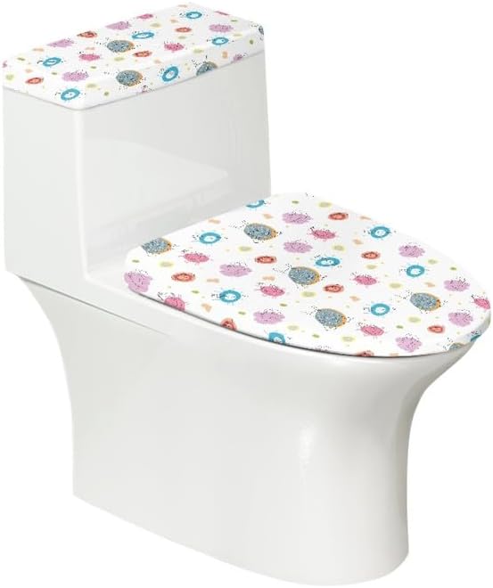 Cartoon Abstract Graffiti Toilet Lid and Toilet Tank Cover Colorful Lines Geometric Toilet Seat Cover for Indoor Home Irregular Graphic Fits Most Toilet Tanks & Lids Easy Install image 2