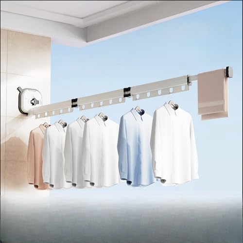 折り畳み式吸盤物干し 吸盤タイプ 洗濯室ハンガーラック 洗濯物干し 室内室外回転折りたたみハンガーラック 物干しラック伸縮タイプ 隠し物干し 壁掛け式 折り畳み空間節約 洗濯室、浴室、雑物室に適用されます (白, 3折)