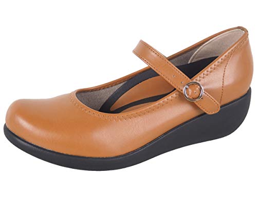 [リゲッタ] レディース ベルトパンプス ローファー 甲ストラップ ワンベルト ウェッジソール 歩きやすい 履きやすい 疲れにくい 脚長 スリッポン 日本製 SMS137 R19001 キャメル M