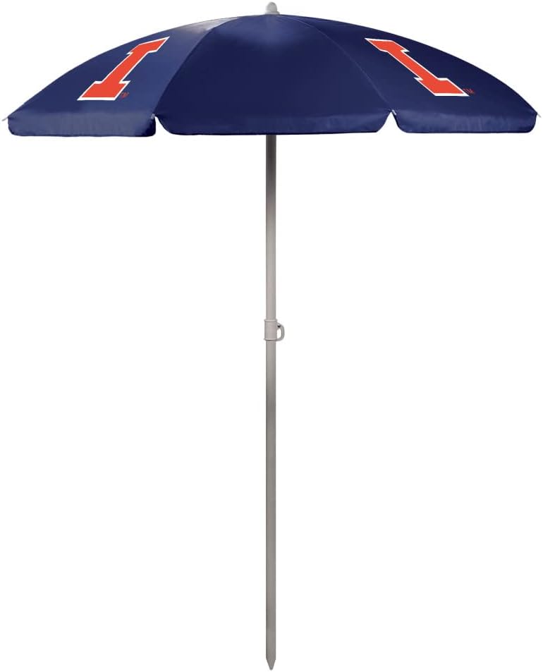 PICNIC TIME NCAA Illinois Fighting Illini Outdoor Canopy Sunshade Beach Umbrella 5.5' - Small Patio Umbrella - Beach Chair Umbrella
