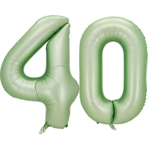 Image of Sage Green Number 40 Balloon,40 Balloon for Birthday Party Decorations | 40 Number Balloon,40 Inch 40 balloons,Helium-fillable,40 Foil Mylar Balloons,for Boys Girls Birthday Party Decorations