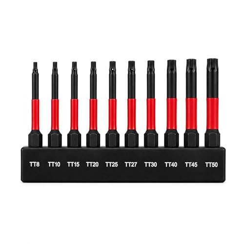 AXIVERSE Security Torx Bit Set for Impact Driver (TT6-TT40), 1/4" Hex Shank Magnetic Tamper Resistant Drill Star Bits for Impact Drivers and Power Drills, with Storage Box Torx Bits (10, 3 in)
