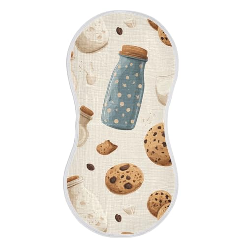 Cute Milk Bottle Cookies Burp Cloths Baby Boys Girls Absorbent Soft Cotton Burping Cloths Rags, 1 Pack