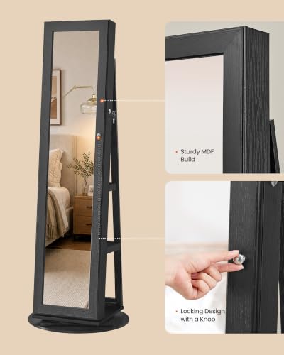 Image of SONGMICS HOME Standing Jewelry Cabinet, Full Length Mirror with Storage