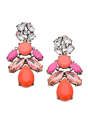 Happiness Boutique Women Statement Earrings in Orange and Pink Long Multi Colored Earrings