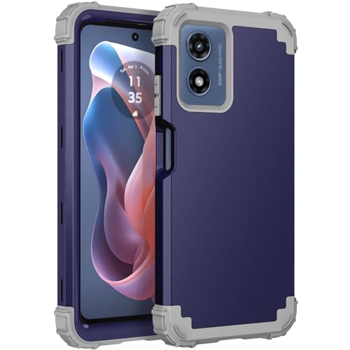 Phone Case for Motorola Moto G 5G 2024/Moto G Play 2024 4G Hard Cover Shockproof Soft Silicone Bumper Hybrid Three Layer Heavy Duty Grip Rugged Protective Cell Accessories G5G G5 Women Men Blue -  Asuwish