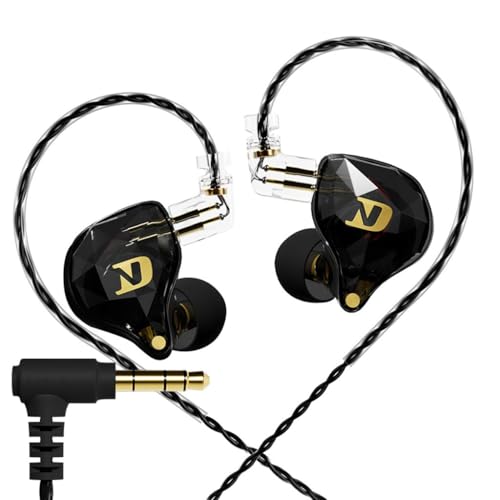 Image of ND NX2 IEM Wired in-Ear Monitor, 10mm Dynamic Driver with Passive Noise Cancellation, 0.78mm 2 Pin OFC Detachable Cable, HiFi Sound for Audiophiles & Gaming (Black (No Mic))