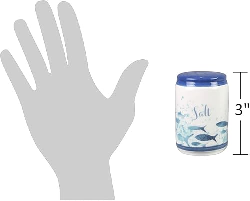 Miniatura 3 de Beachy Blue Fish & Ocean Waves - Salero y pimentero de cerámica