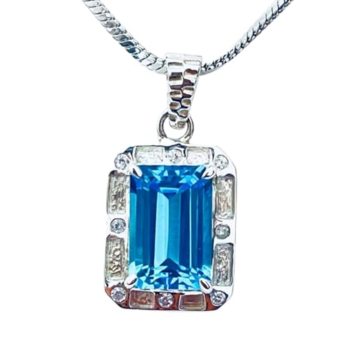 Collier argent anti-ternissement topaze bleue et zircon pour peaux sensibles