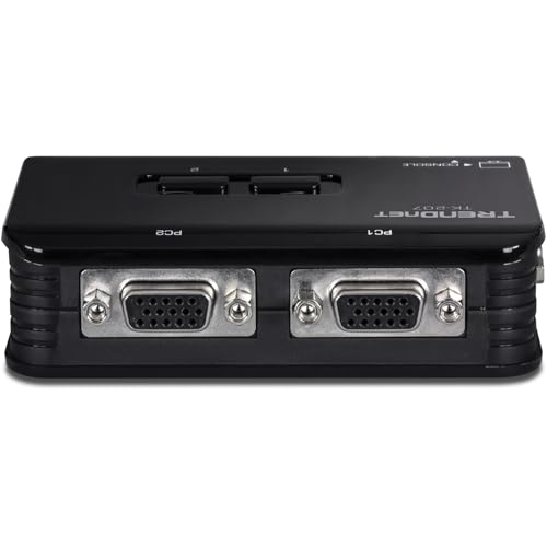 Image of TRENDnet 2-Port USB KVM Switch, TK-207K, Control Two Computers with One Set of Console Controls, 2048 x 1536 Resolution, 60Hz Refresh Rate, All Required Cabling Included, Black