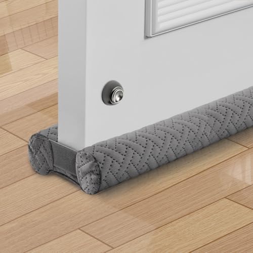 2 Pcs Premium Velvet Under Door Draft Stopper, 30'' to 36'' Adjustable Gap Filler with Double-Sided Windproof Seal - Blocks Cold Air, Light, Dust & Noise, Ideal for Home/Office Energy Saving