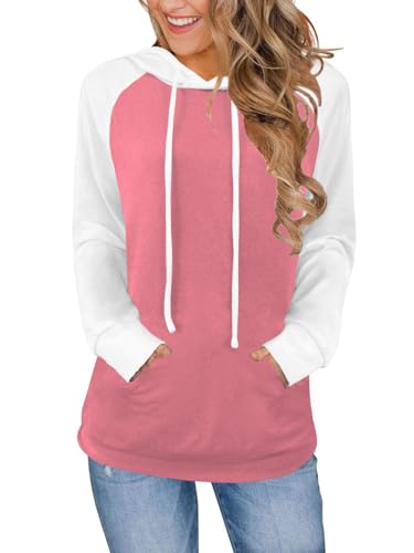 Bosmeer Long Sleeve Tops for Women Color Block Hoodie Fall Fashion Outfits