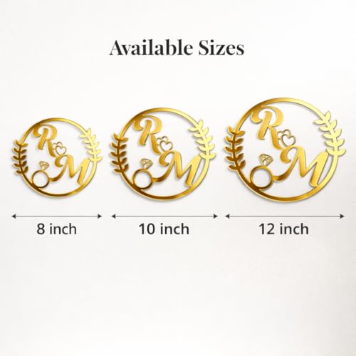 Image of LET'S DIY Personalized Round Acrylic Wall Sign - Custom Couple Initials /Names - Shiny Mirror Gold or Silver - Wedding, Anniversary & Home Decor - Lightweight - Custom Sizes & Shapes Available