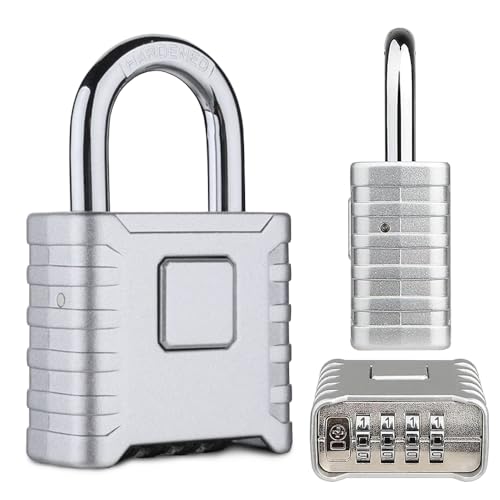 Image of FreshDcart Resettable 4-Digit Number Combination Zinc Padlock PIN Security Number Padlock Heavy Duty Weatherproof for Indoor and Outdoor Use, Sheds, Gates, Lockers, Storage (Silver)